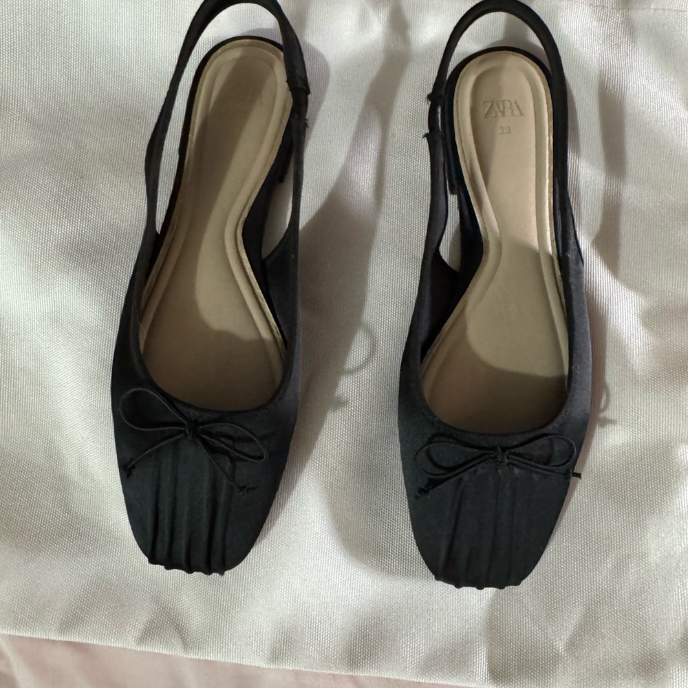 Zara Black Flats with Slingback Design